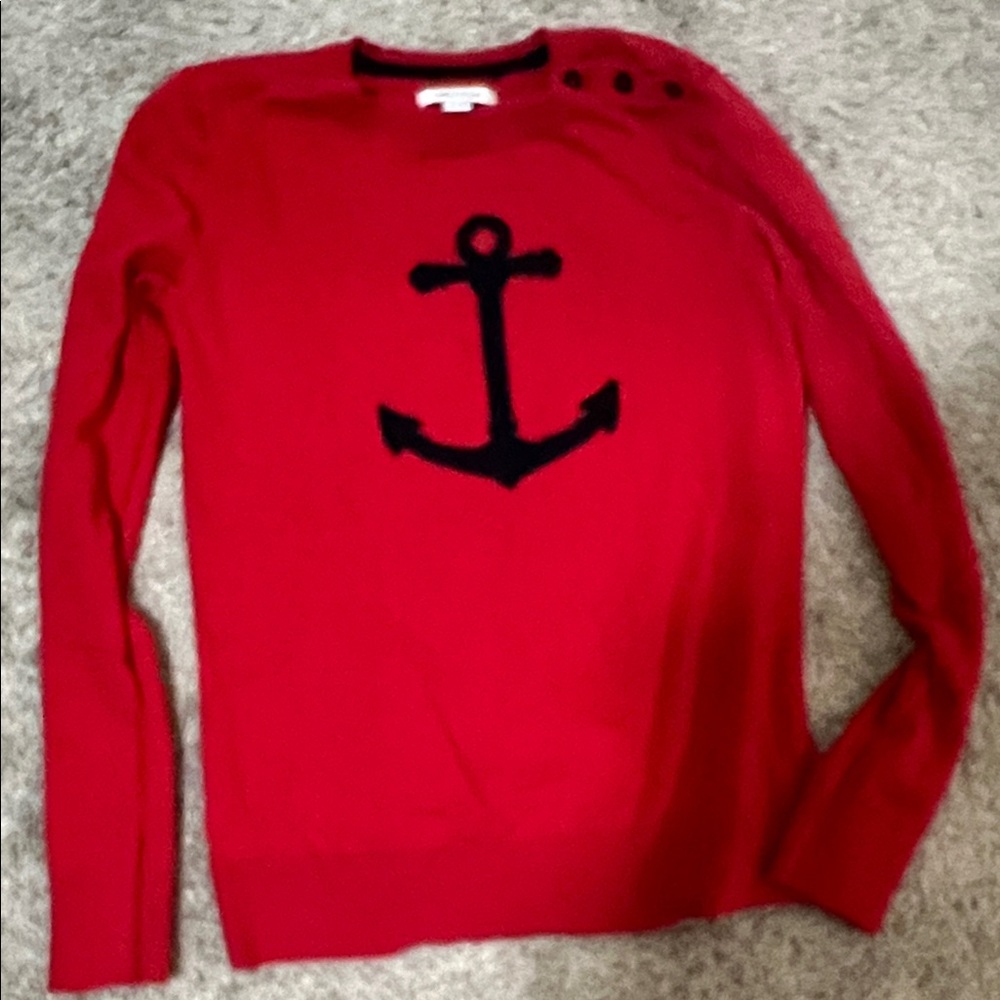 Nautica Red Sweater with Black Anchor